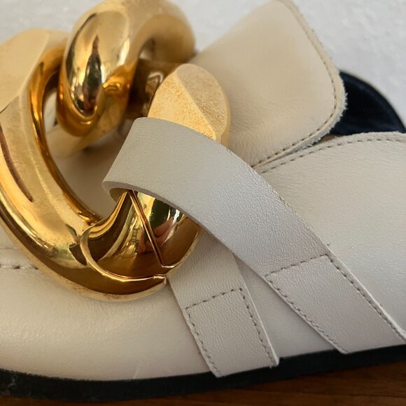 JW Anderson White Gold Chain Mule Clogs - Picture 8 of 9